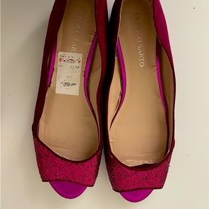 Franco Sarto peep toe glitter flats